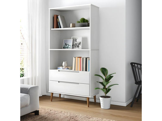 Bibliothèque Artvivrestore Blanc 85x35x170,5 cm Bois massif de pin 02440KQXP