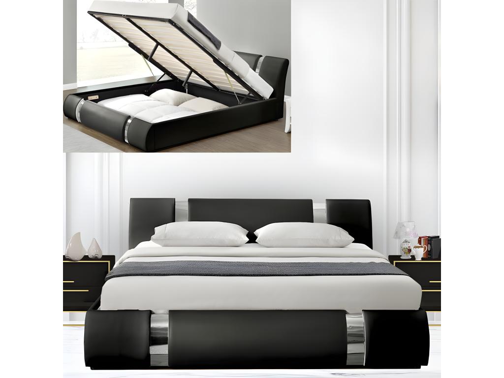 Lit Coffre Sommier Relevable Maisonpuretop - Couleurs - Noir Tailles - 160x200 16668RSYM