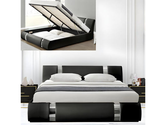 Lit Coffre Sommier Relevable Maisonpuretop - Couleurs - Noir Tailles - 160x200 16668RSYM