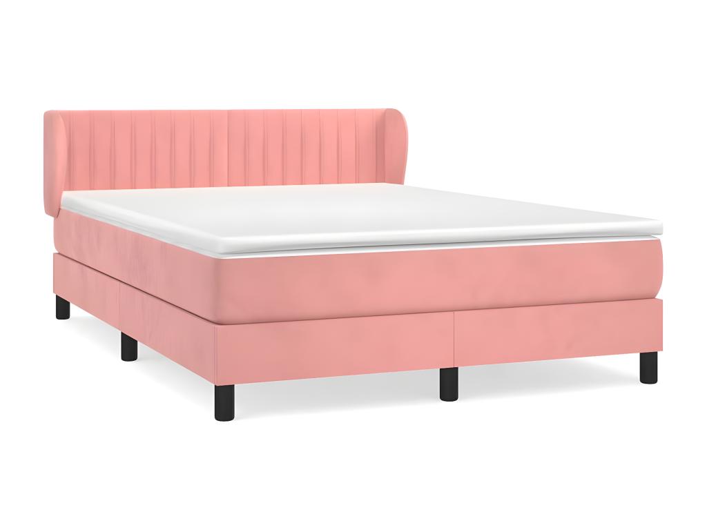 Lit à sommier tapissier avec matelas Rose 140x190 cm Velours 47183TOHK