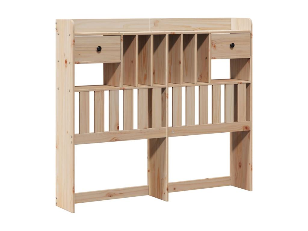 Lit bibliothèque sans matelas 135x190 cm bois de pin massif 20736VCFQ