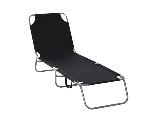 Bain de soleil transat pliable dossier réglable multipositions métal et polyester noir 06990KWHA