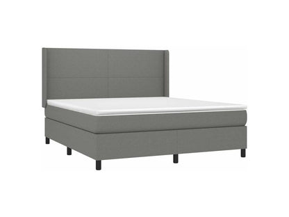 Sommier à Maisonpuretop de lit avec matelas Gris foncé 160x200 Tissu 93271RUND