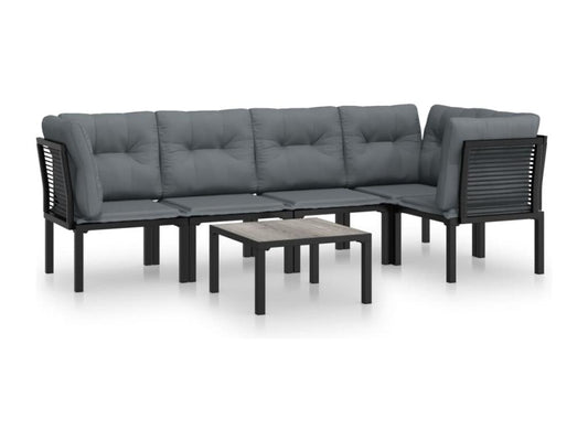 Salon de jardin 6 pcs noir et gris résine tressée 06992JNMX