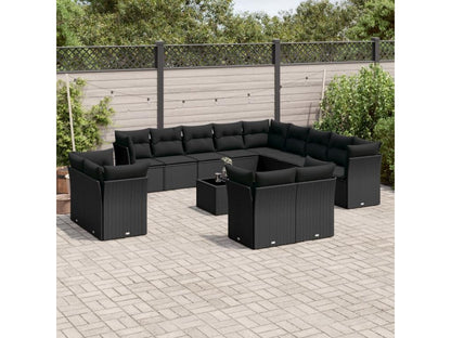 Salon de jardin avec coussins 14 pcs noir résine tressée 24273NJNU