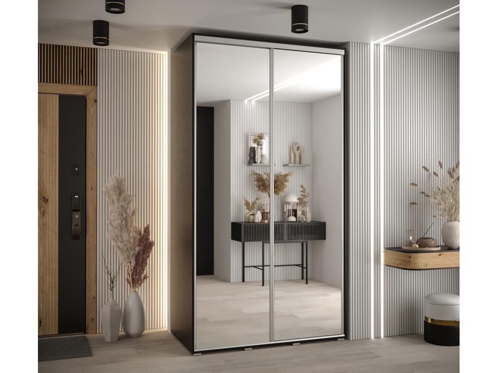 ARMOIRE Artvivrestore 2 À PORTES COULISSANTES 235.2/140/60 2 portes Noir/Noir/Argent 65131DPHV