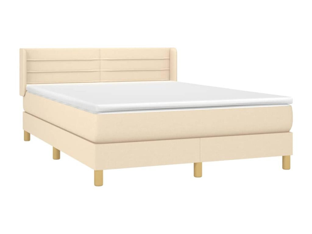 Lit à sommier tapissier avec matelas Crème 140x200 cm Tissu 22529ADVI