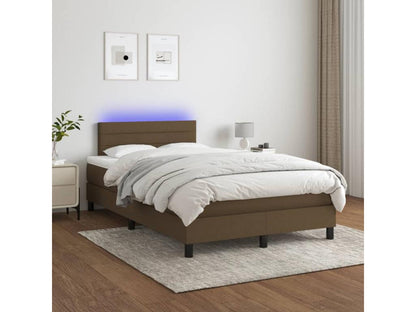 Sommier tapissier matelas et LED Marron foncé 120x200 cm Tissu 12241AKMM