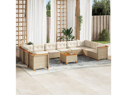 Salon de jardin 11 pcs avec coussins beige résine tressée 24012CXMY