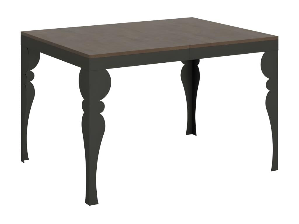 Table extensible 6 à 16 places L 120 à 380cm marron et pieds gris foncé Patone 30417IWAC