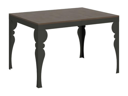 Table extensible 6 à 16 places L 120 à 380cm marron et pieds gris foncé Patone 30417IWAC