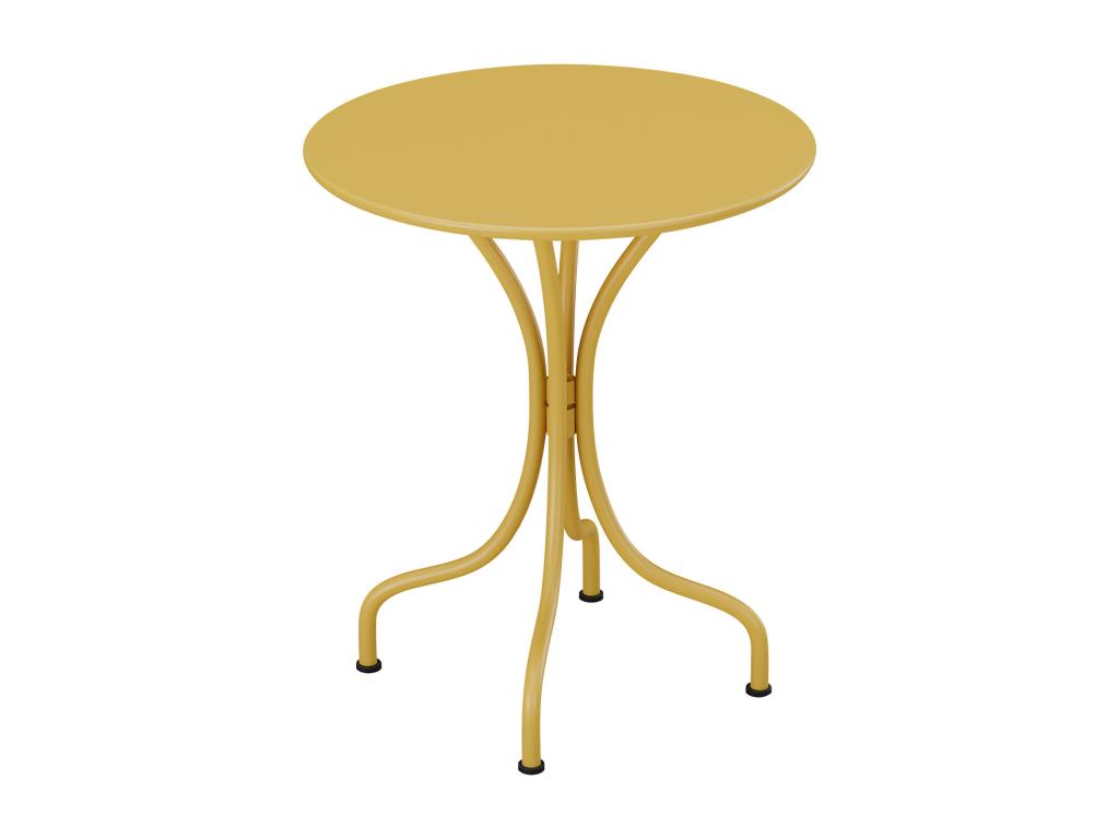 Table de jardin ronde D.60cm en métal - Jaune moutarde - Maisonpuretop 86875SWAI