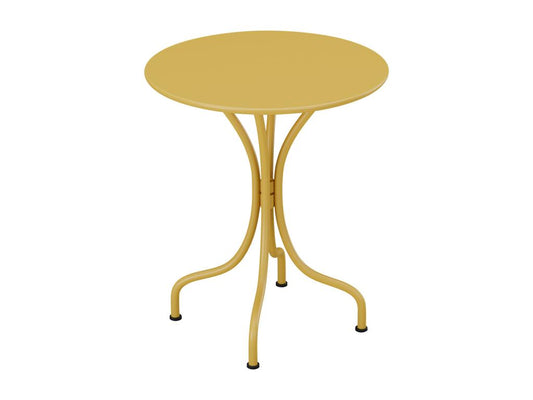 Table de jardin ronde D.60cm en métal - Jaune moutarde - Maisonpuretop 86875SWAI
