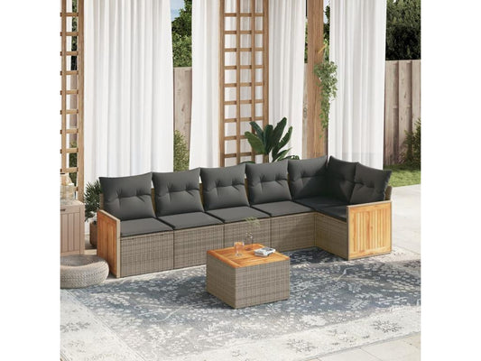 Salon de jardin avec coussins 7 pcs gris résine tressée 59396YIKX