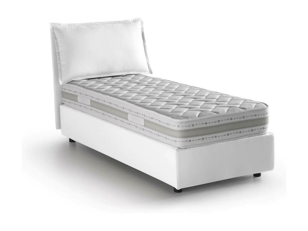 Lit simple Maisonpuretop Lit coffre avec revêtement en tissu Made in Italy Ouverture frontale avec matelas 90x200 cm inclus Crème 94330YNDE