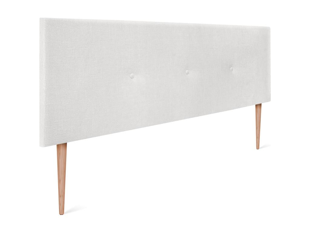 Maisonpuretop Tête de lit en laine naturelle avec Boutons 135x105cm avec pieds Lits 120/135 - Blanc 79538NHXL