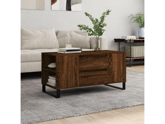 Table basse chêne marron 102x44,5x50 cm bois d'ingénierie 95770RWXX