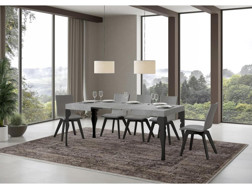Table extensible 70x110/194 cm Paxon Gris Béton cadre Anthracite 73139LCFN