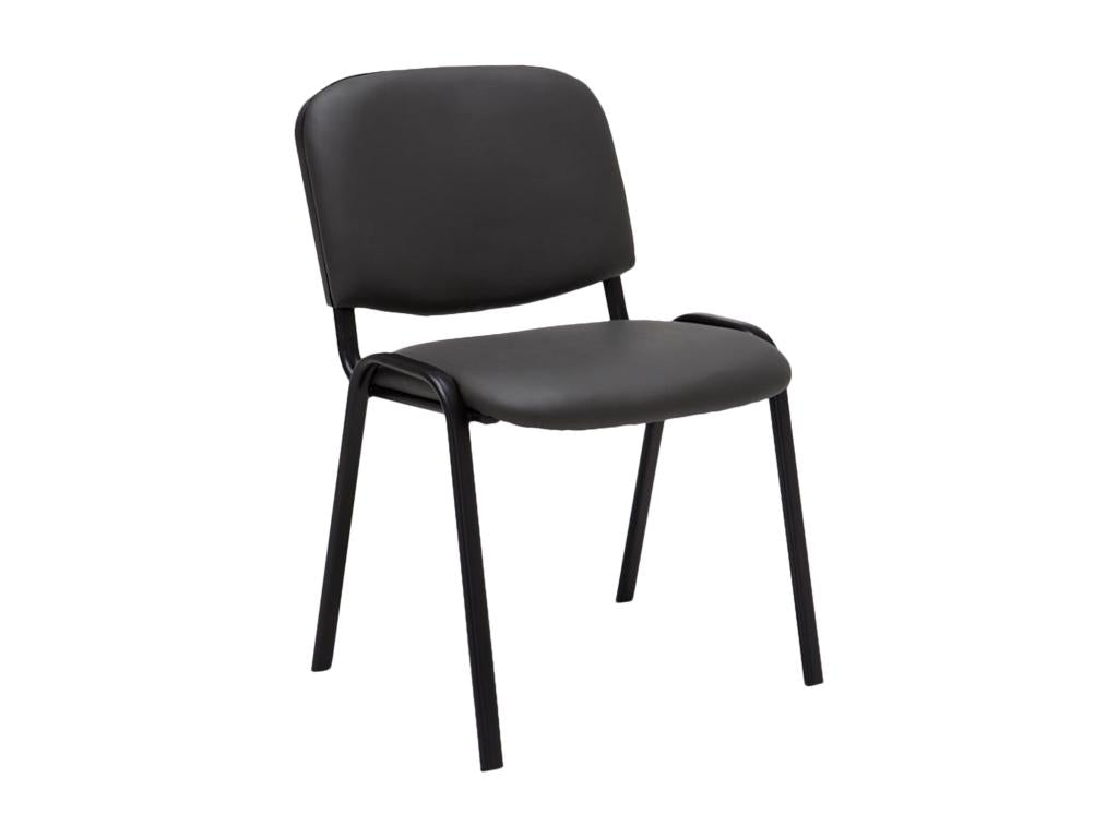 Chaise de salle à manger - Similicuir / Métal noir mat - Gris - Maisonpuretop 37853CAKP