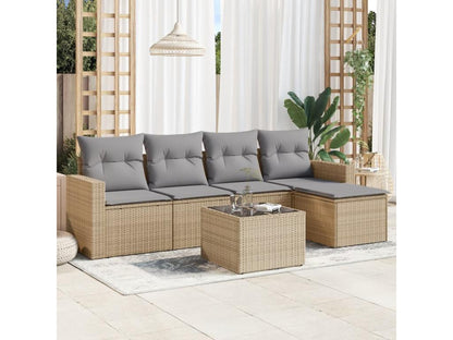 Salon de jardin avec coussins 6 pièces beige résine tressée 79542XMTJ