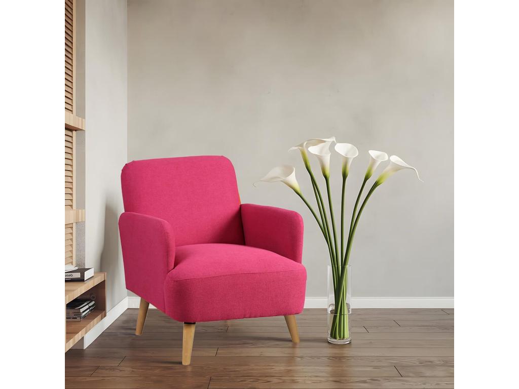 Maisonpuretop - Fauteuil Rembourré Tissu Rose 70510BWKR