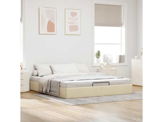 Cadre de lit Maisonpuretop sans matelas crème 200x200 cm tissu 73500UDPB
