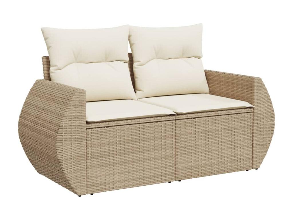 Salon de jardin avec coussins 10 pièces beige résine tressée 68177XFNV