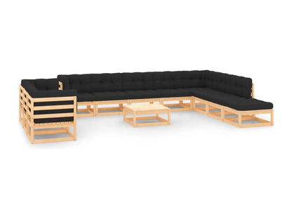 Salon de jardin 12 pcs avec coussins anthracite Pin massif 71435VVDW