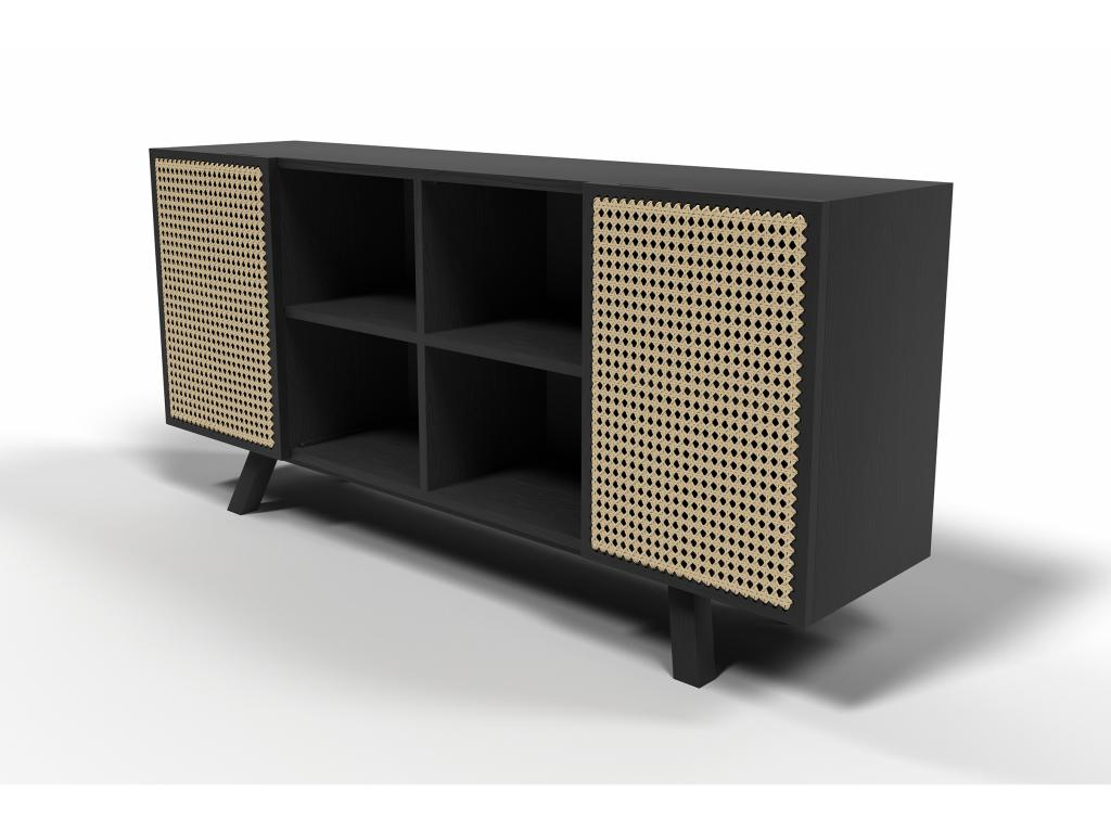 Buffet en Bois Naturel - Style Vintage - Noir - Artvivrestore Noir 74267EZGK