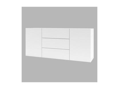 Buffet 140cm collection Maisonpuretop 2 portes et 3 tiroirs- Couleur blanc et chêne. 91144NCIN