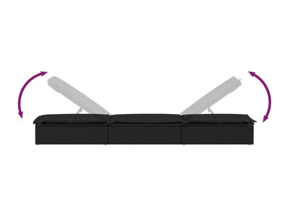 Chaise longue 1 pce avec coussin noir 201x55x62cm résine tressée 50428NUTF