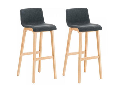 Lot de 2 Tabouret de bar - Tissu / Bois - Gris foncé - Hover 64963ABUE