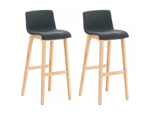 Lot de 2 Tabouret de bar - Tissu / Bois - Gris foncé - Hover 64963ABUE