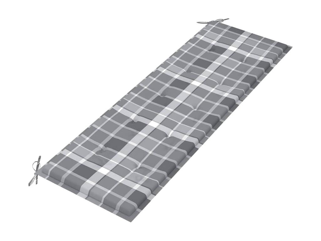Banc Maisonpuretop coussin à motif de carreaux gris 150cm Bois teck 98101QVQE