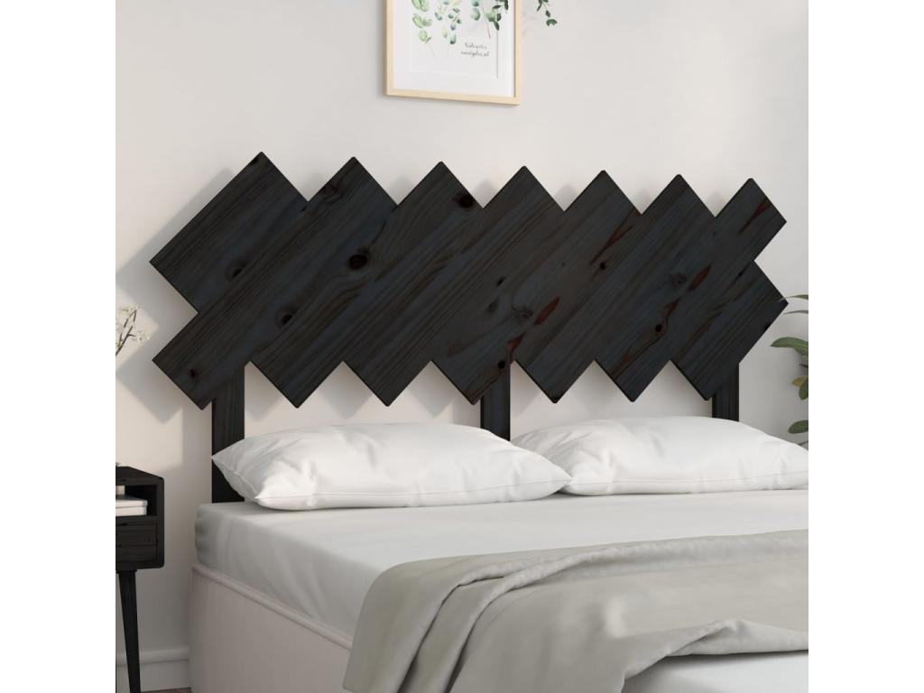 Tête de lit Noir 141x3x80.5 cm Bois massif de pin 43752BEYD