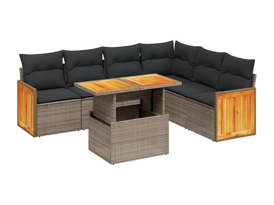 Salon de jardin avec coussins 7 pièces gris résine tressée 78159LGOQ