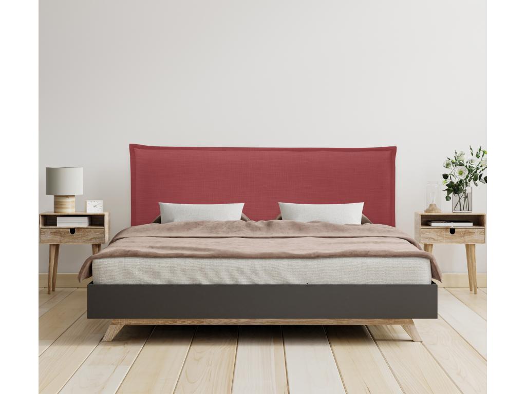 Maisonpuretop Tête de lit en lin naturel lisse avec garniture 150x105cm avec pieds Lits 150 - Rouge 49218AXCV