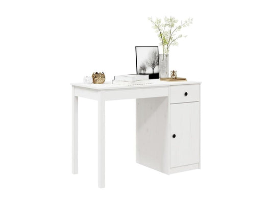 Bureau Blanc 100x50x75 cm Bois massif de pin 59107NHEV