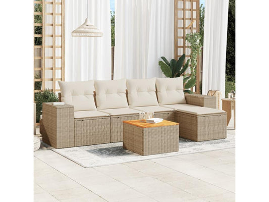 Salon de jardin avec coussins 6 pcs beige résine tressée 38103XSMC