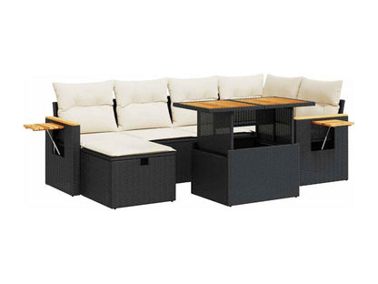 Salon de jardin 8 pcs avec coussins noir résine tressée 23088FIAB