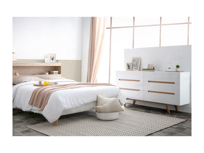 Commode scandinave finition blanc brillant laqué 6 tiroirs L160 cm MELKA 93353FZCW