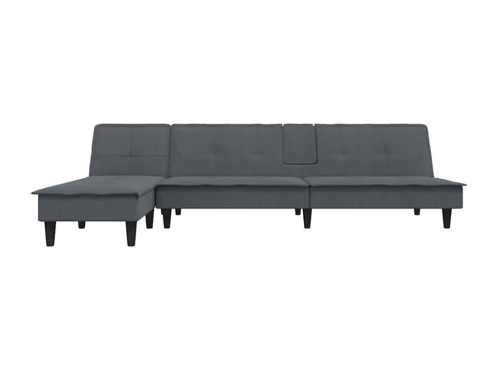 Canapé-lit en forme de L gris 255x140x70 cm velours 81277QTJS