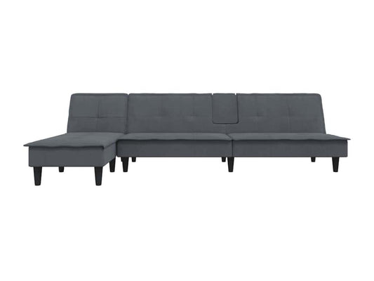 Canapé-lit en forme de L gris 255x140x70 cm velours 81277QTJS
