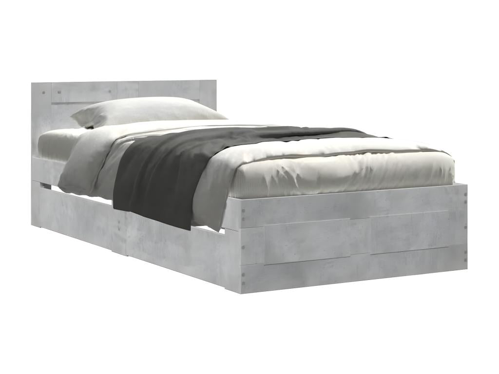 Cadre de lit avec tête de lit gris béton 100x200 cm 34963NCEK