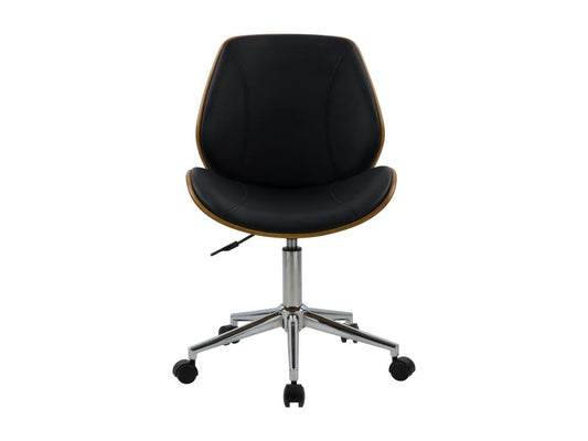 Chaise de bureau pivotante en bois en PU noir - Artvivrestore 40235STUC