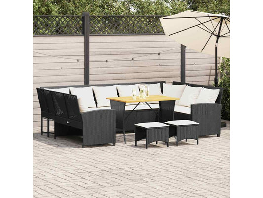 Salon de jardin 4 pièces avec coussins noir résine tressée 36083JXUY