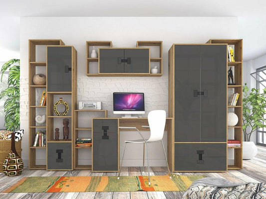 Armoire Artvivrestore 113 Chêne Artvivrestore - Gris brillant 191x80x50cm Nombre d'étagères 3 60744ORUD