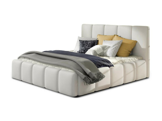 Lit moderne capitonné cuir synthétique Maisonpuretop-Couleur Blanc-160x200-Version coffre de rangement 75309RRCA