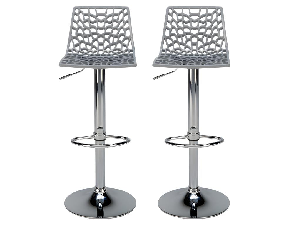 Lot de 2 Tabourets de bar Maisonpuretop - Polypropylène - Hauteur réglable - Gris Maisonpuretop 07643VSEX