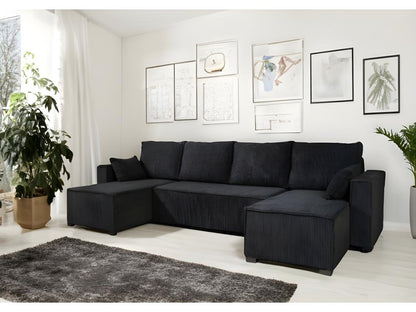 Canapé convertible en U Artvivrestore en velours tricoté noir 28904QWSV